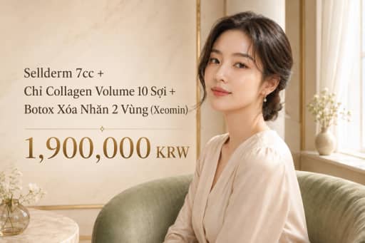 Sellderm 7cc + Collagen Volume Gel 10 Line + Botox Chống Nhăn 2 Vùng (Xeomin)