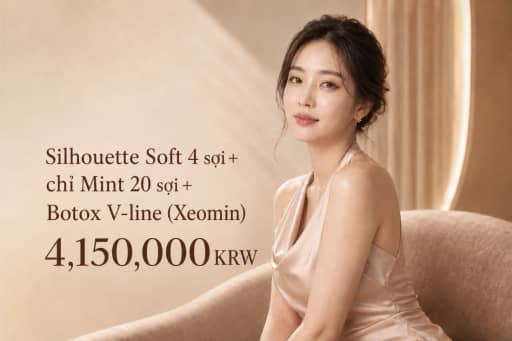 Silhouette Soft 4 sợi + chỉ Mint 20 sợi + Botox V-line (Xeomin)