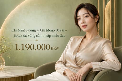Chỉ Mint 8 dòng + Chỉ Mono 50 cái + Botox da vùng cằm nhập khẩu 2cc