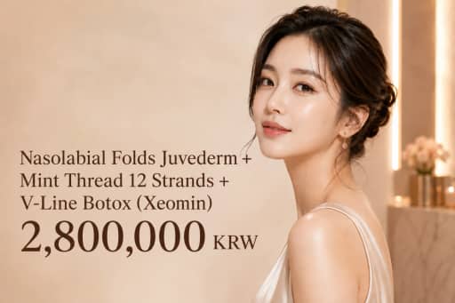 Nasolabial Folds Juvederm + Mint Thread 12 Strands + V-Line Treatment (Xeomin)