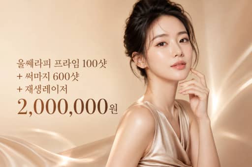 울쎄라피 프라임 100샷 + 써마지 600샷 + 재생레이저