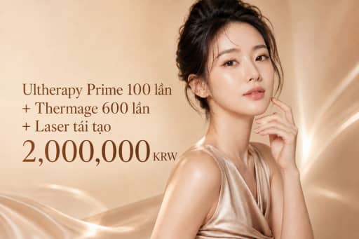Ultherapy Prime 100 lần + Thermage 600 lần + Laser tái tạo