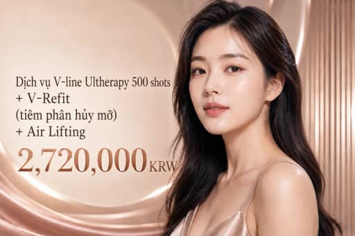 Dịch vụ V-line Ultherapy 500 shots + V-Refit (tiêm phân hủy mỡ) + Air Lifting